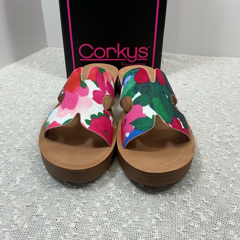 CORKYS Hold Please Women's Multicolored Floral Sandals womens size 10 NIB - Picture 2 of 8